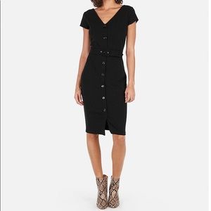 Express | Belted Button Front Sheath Dress